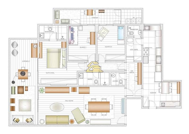 Apartamento à venda com 3 quartos, 180m² - Foto 1